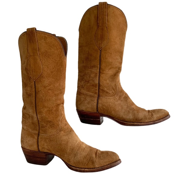 Lucchese Other - LUCCHESE Suede Leather Handmade Classic Cowboy Western Boots Tan. Unisex